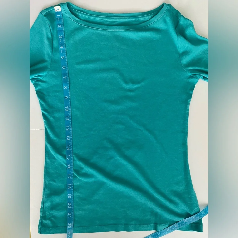 Talbots 100% Pima Cotton 3/4 Sleeve Boatneck Tee Turquoise Size XS NWT - Picture 6 of 9